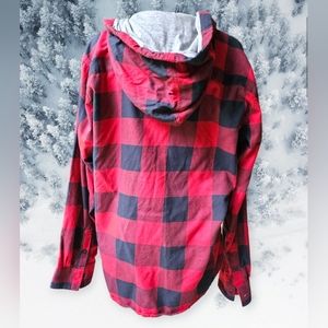 Canyon River Blues Buffalo Plaid 100% Cotton Lightweight Hooded Jacket Sz L